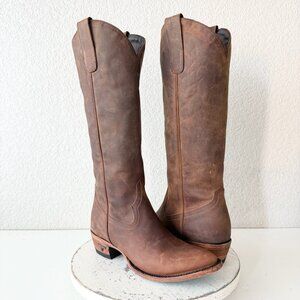 Lane PLAIN JANE Womens Cowboy Boots 8 Brown Leather Western Cowgirl Mid Calf